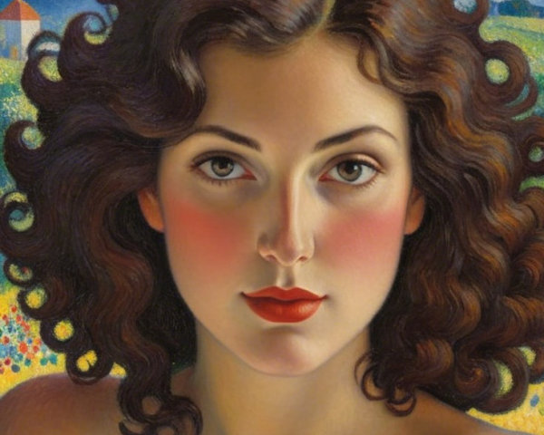 Portrait of a Young Woman in a Starry Landscape