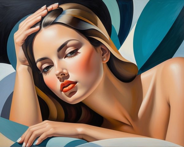 Portrait of a woman with glowing skin and bold features