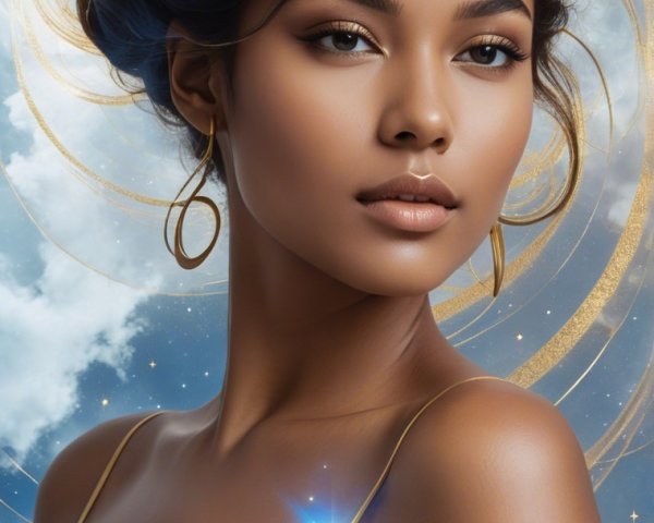 Portrait of a Woman in Futuristic Outfit with Light Effects