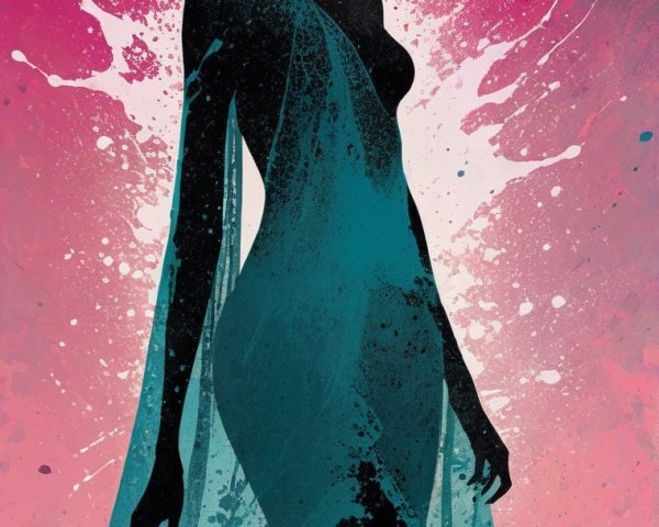 Silhouette of Woman with Colorful Background Art