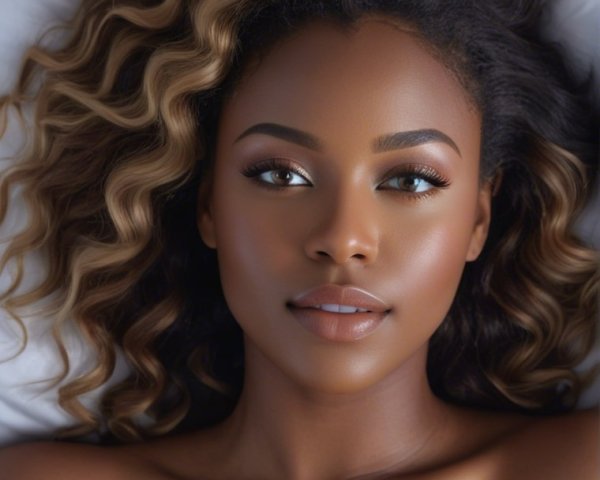 Young Woman with Curls in Serene Lighting