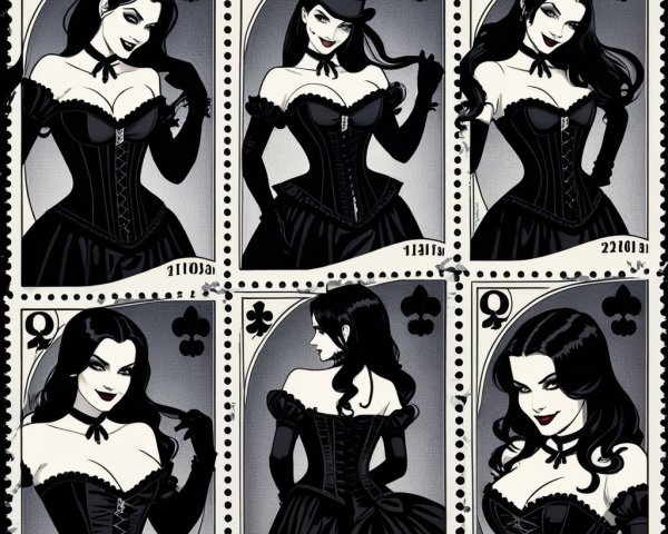 Stylized Gothic Queens on Playing Cards Collection
