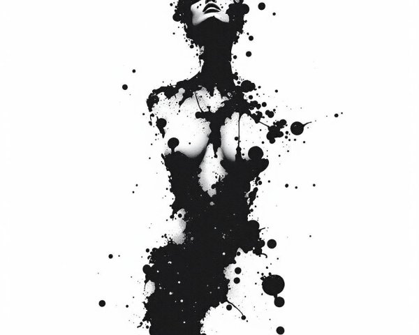 Abstract Black Ink Figure with Expressive Pose