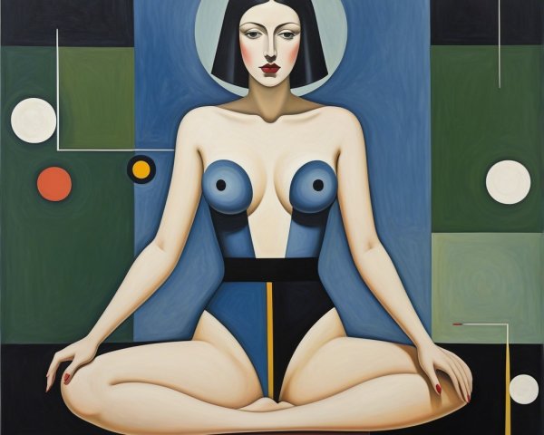 Stylized Female Figure in Meditative Pose Artwork