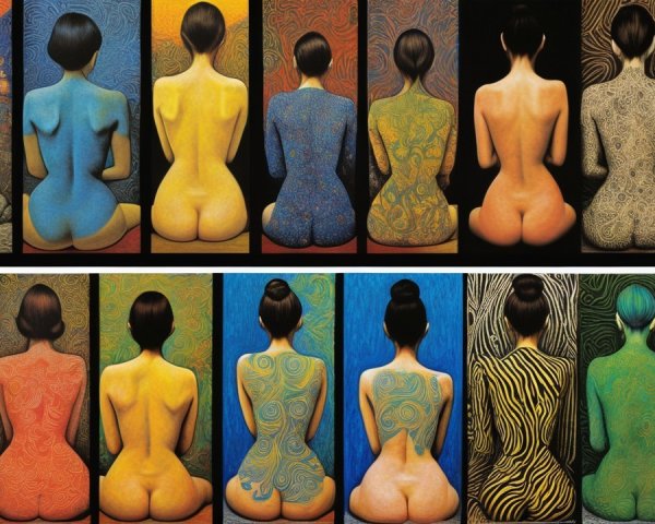 Artistic Representations of Colorful Female Figures