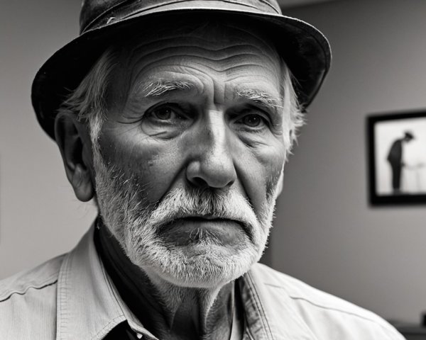 Weathered Man in Contemplative Vintage Setting