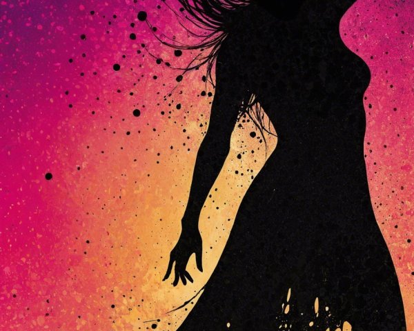 Silhouette of a Woman Against Vibrant Gradient Background