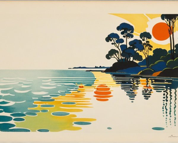 Serene Landscape with Vibrant Sunset Reflections