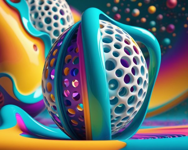 Vibrant 3D Abstract Composition with Spherical Structure