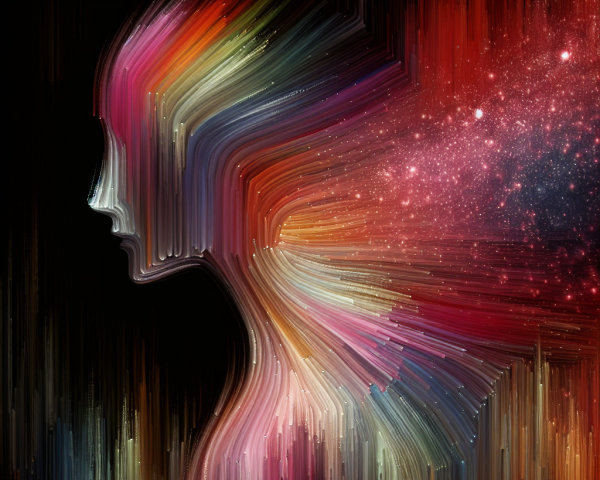 Abstract Human Profile with Vibrant Color Burst