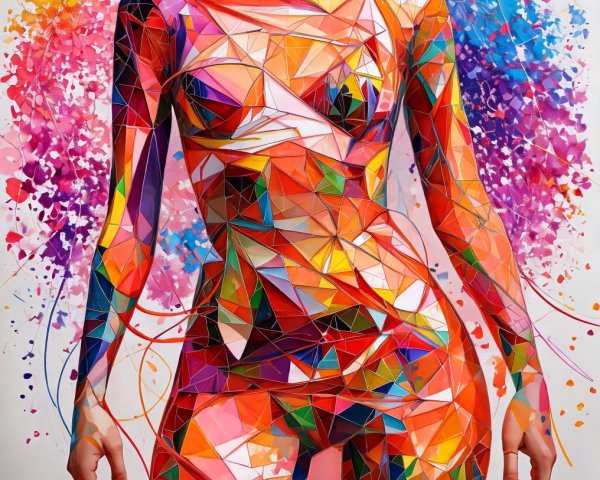 Vibrant Abstract Figure with Geometric Shapes and Colors