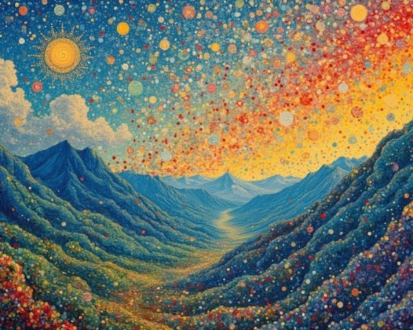 Vibrant Landscape of Mountains and Colorful Foliage