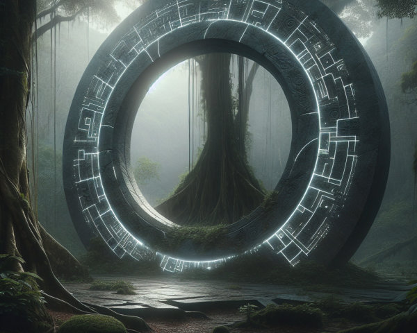 Ancient Stone Portal in a Mystical Forest Setting