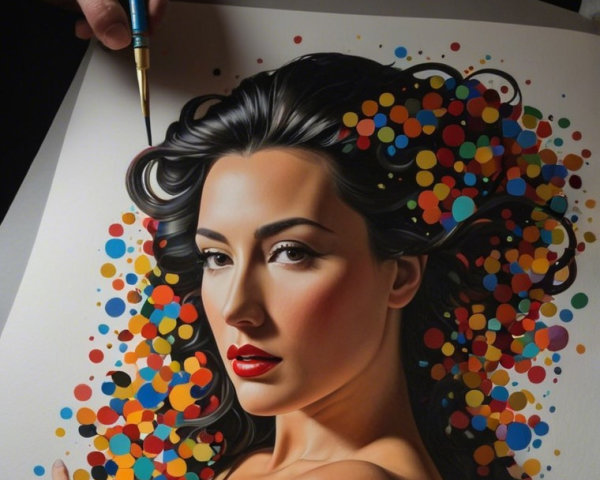 Vibrant Portrait of a Woman with Colorful Background