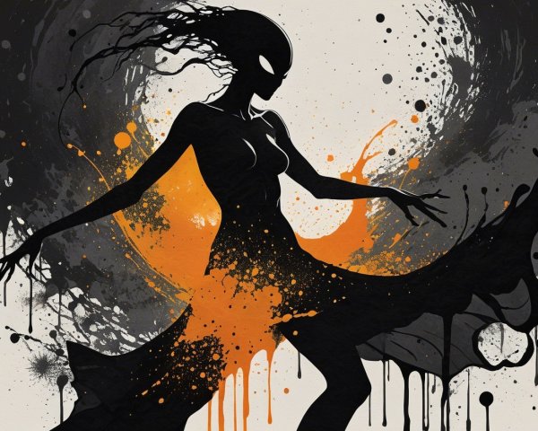 Stylized Silhouette of a Woman with Dynamic Movement
