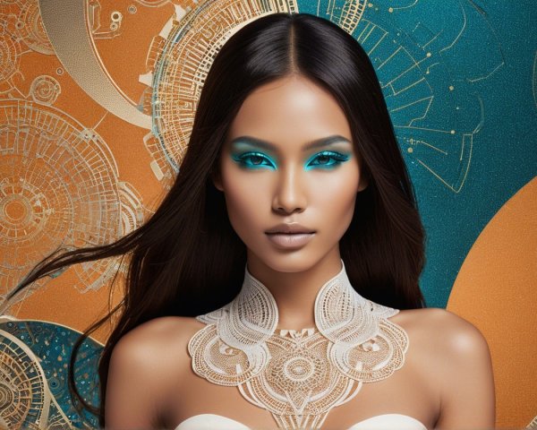 Model with Radiant Skin and Elegant Lace Collar