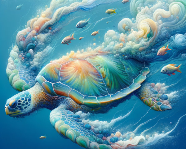 Vibrant Sea Turtle in Crystal-Clear Underwater Scene