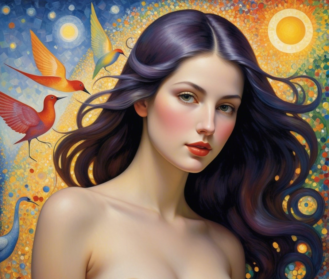 Luminous Portrait of a Young Woman with Vibrant Background