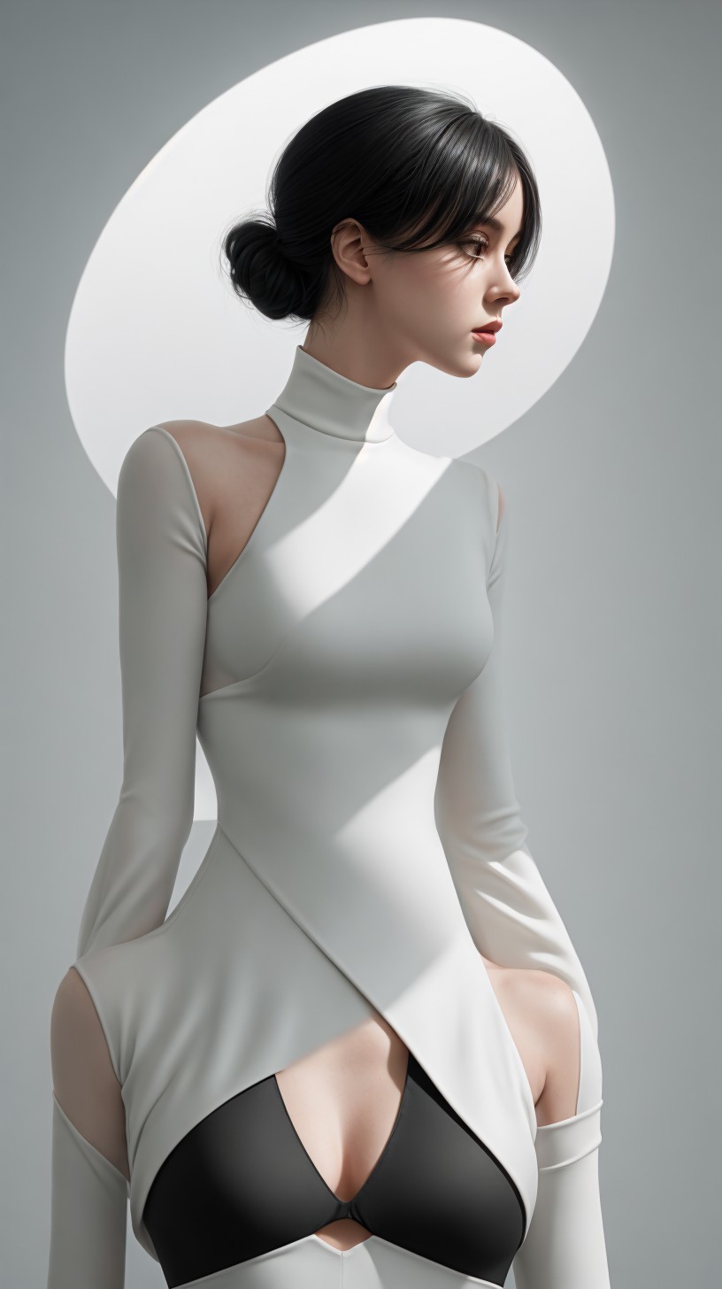 Photorealistic Portrait of Young Woman in Minimal Aesthetic