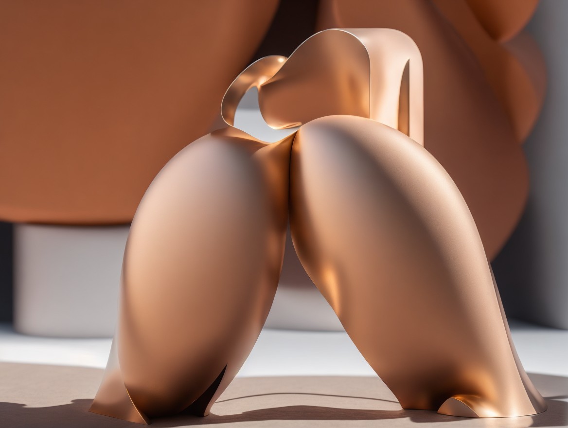 Abstract Bronze Sculpture with Curved Forms