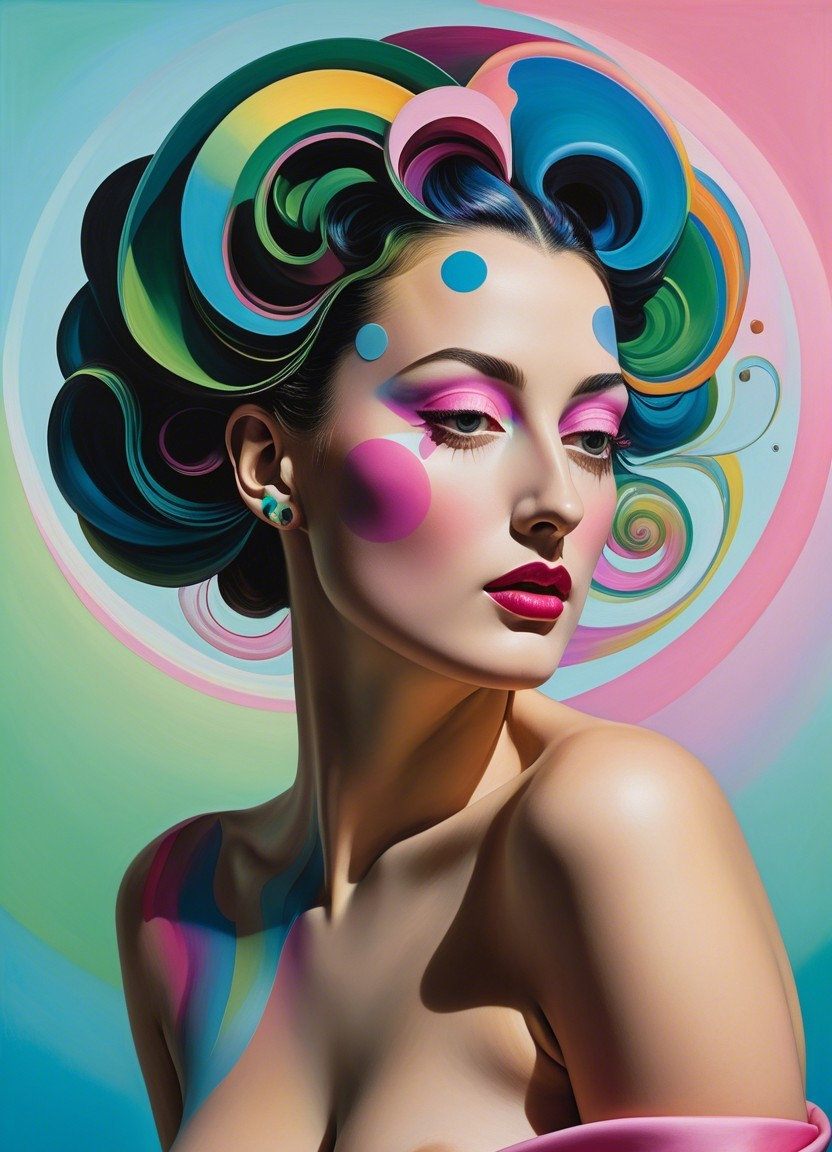 Vibrant Portrait of a Woman with Artistic Hairstyle