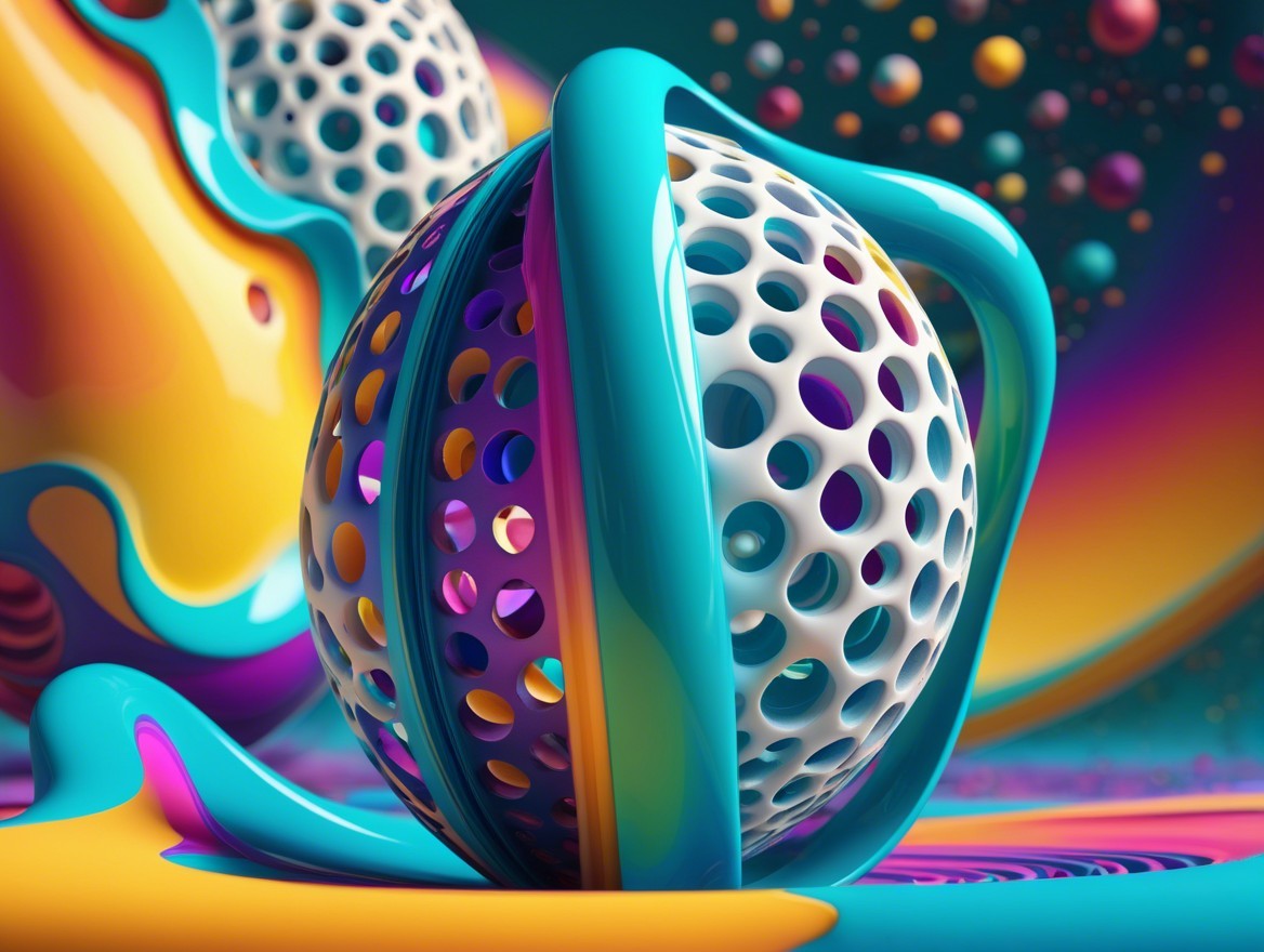 Vibrant 3D Abstract Composition with Spherical Structure