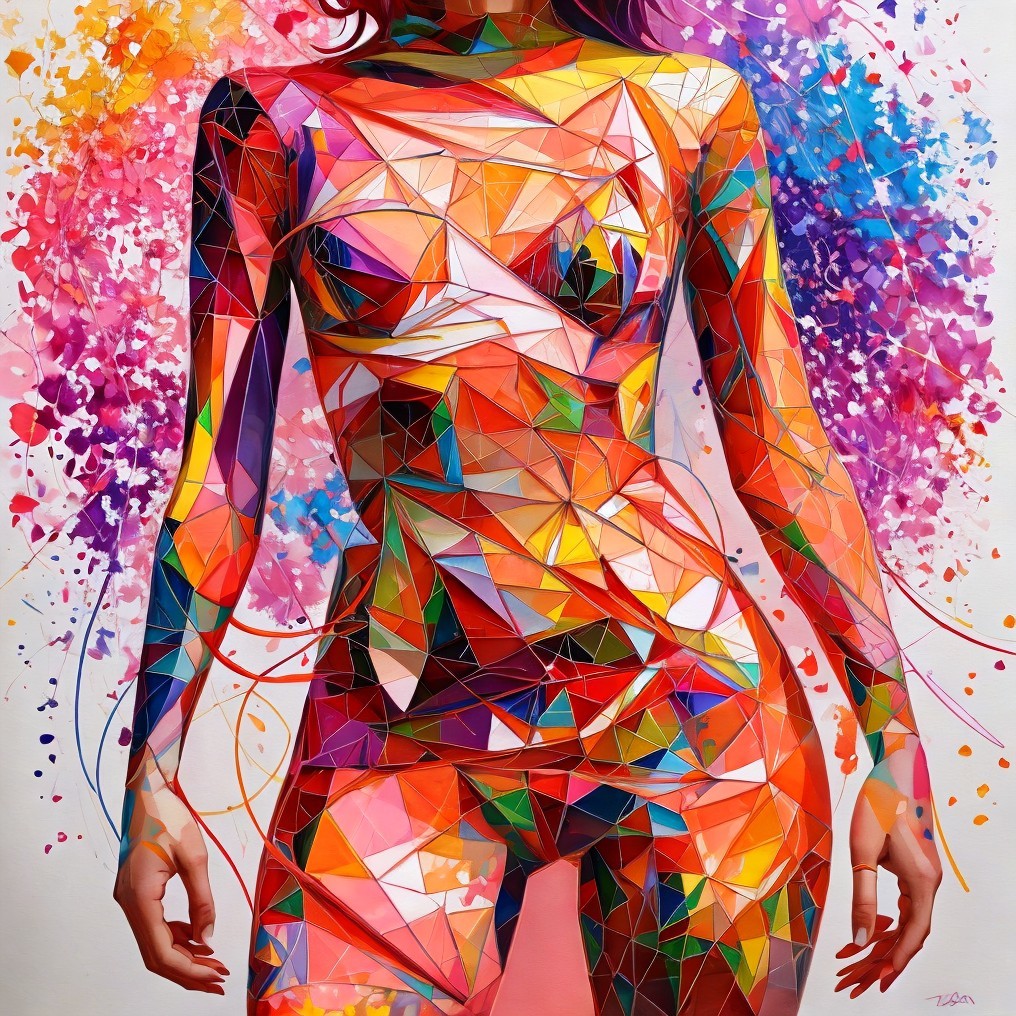 Vibrant Abstract Figure with Geometric Shapes and Colors