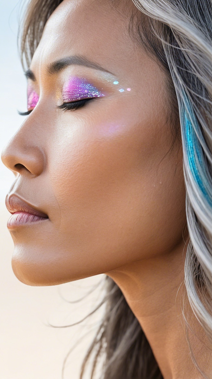 Profile Portrait of a Woman with Glitter Eyeshadow