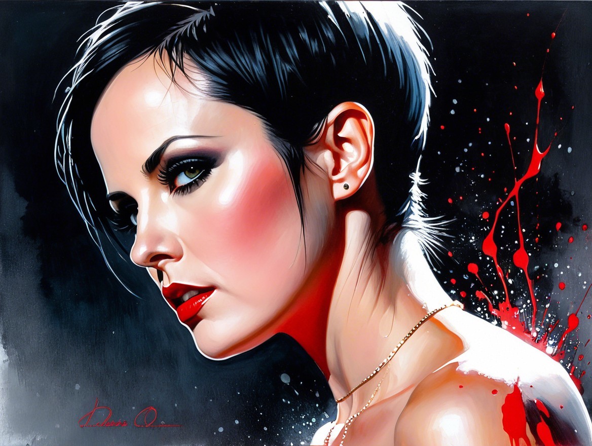 Profile of a Woman with Bold Makeup and Dark Background