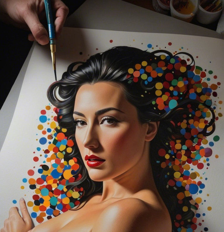 Vibrant Portrait of a Woman with Colorful Background