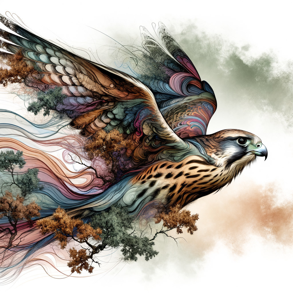 Stylized Falcon in Mid-Flight with Vibrant Colors