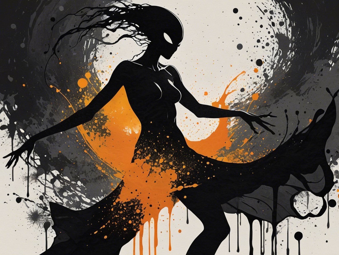 Stylized Silhouette of a Woman with Dynamic Movement
