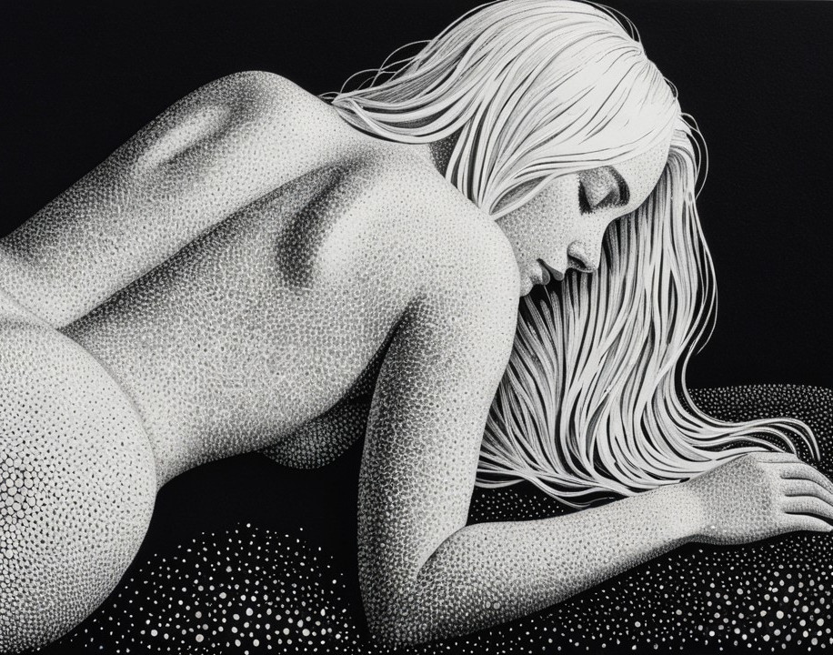 Monochromatic Artwork of a Reclining Figure