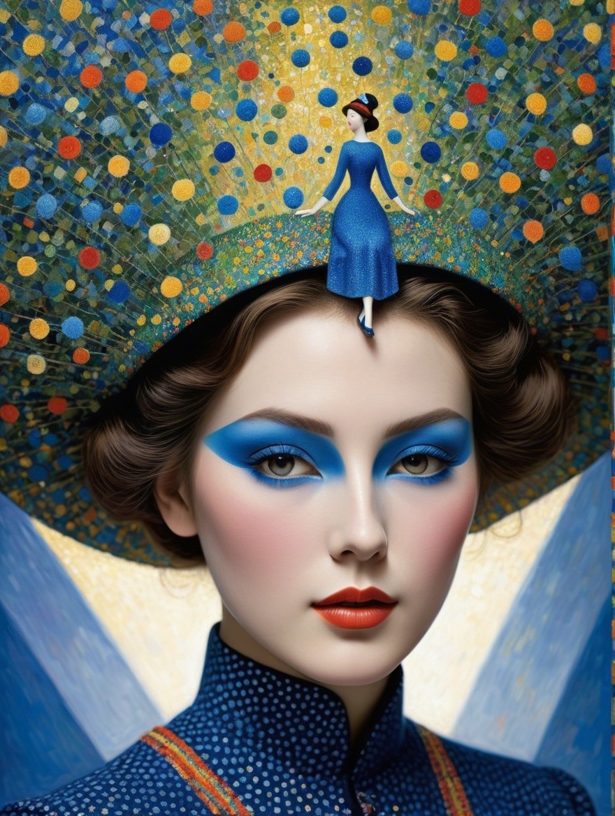 Whimsical Portrait of a Woman with Intricate Makeup