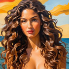 Abstract Portrait of Woman with Colorful Hair