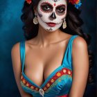 Surreal Scene of Young Woman by Airplane Window