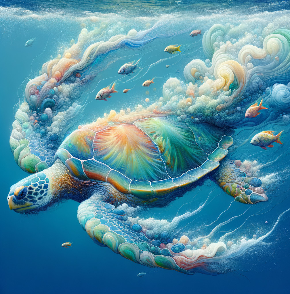 Vibrant Sea Turtle in Crystal-Clear Underwater Scene