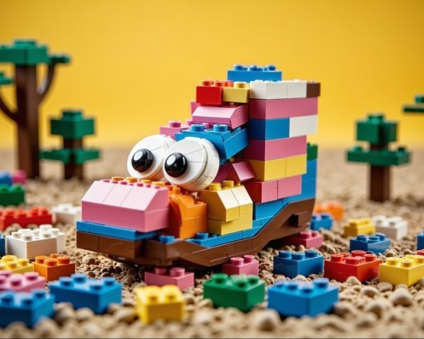 Colorful LEGO Creature with Playful Features and Surroundings