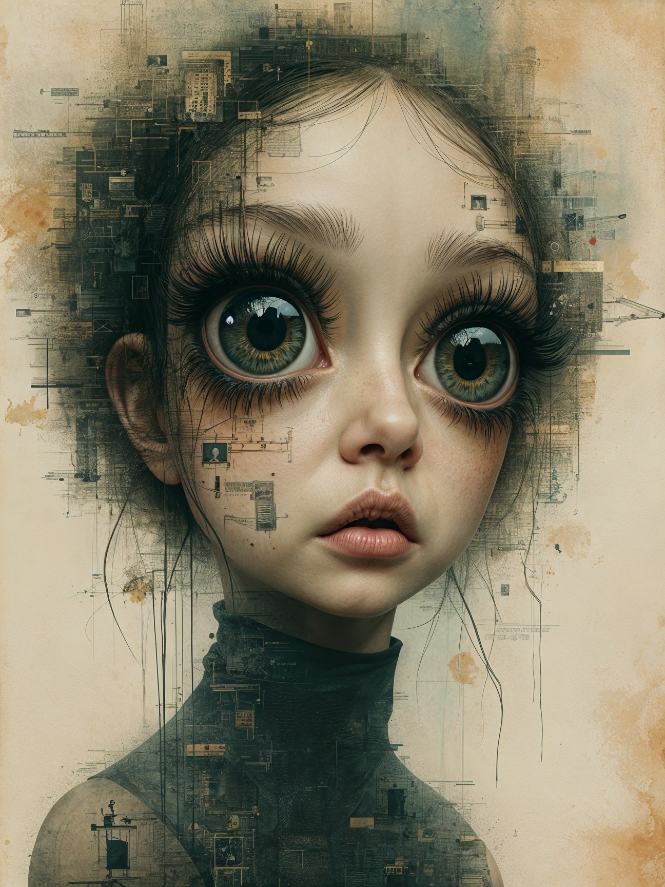 Surreal Portrait of a Girl with Expressive Features