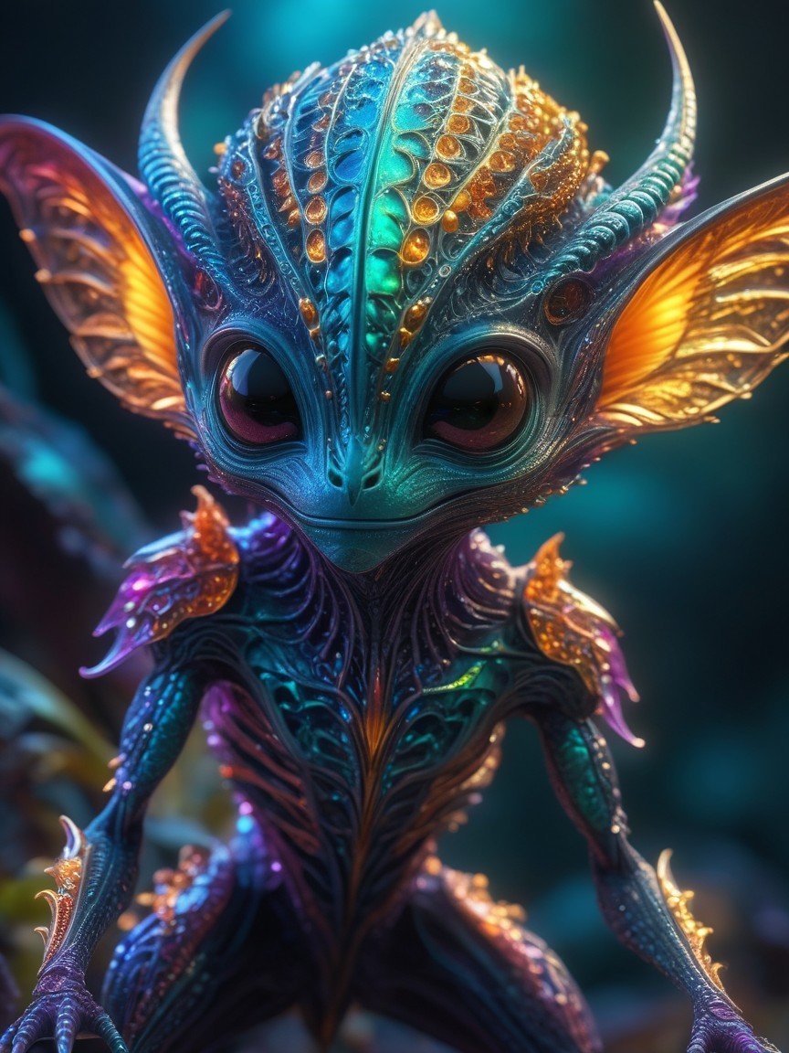 Vibrant Fantastical Creature in Lush Environment