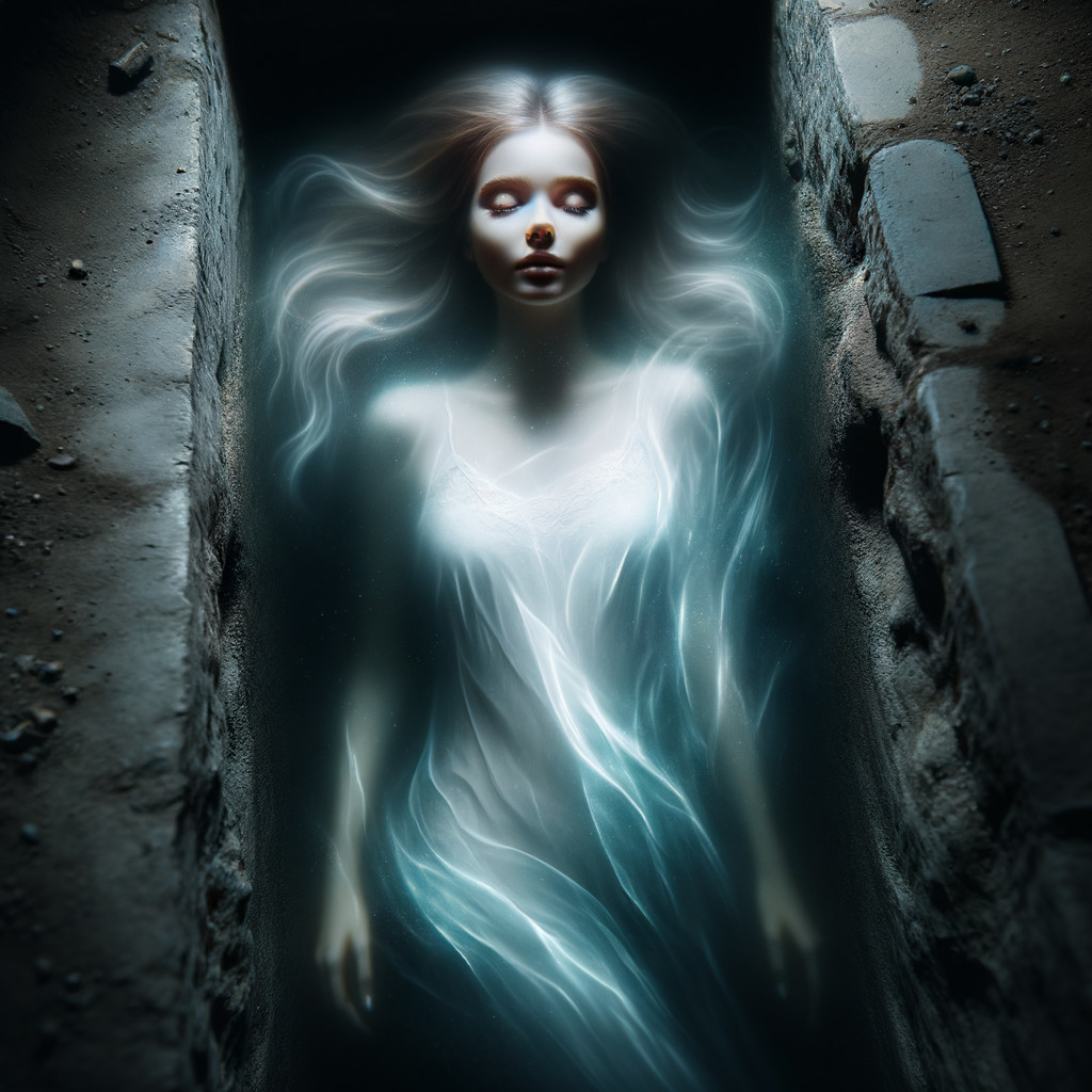 Ethereal Figure in a Shadowy, Serene Space