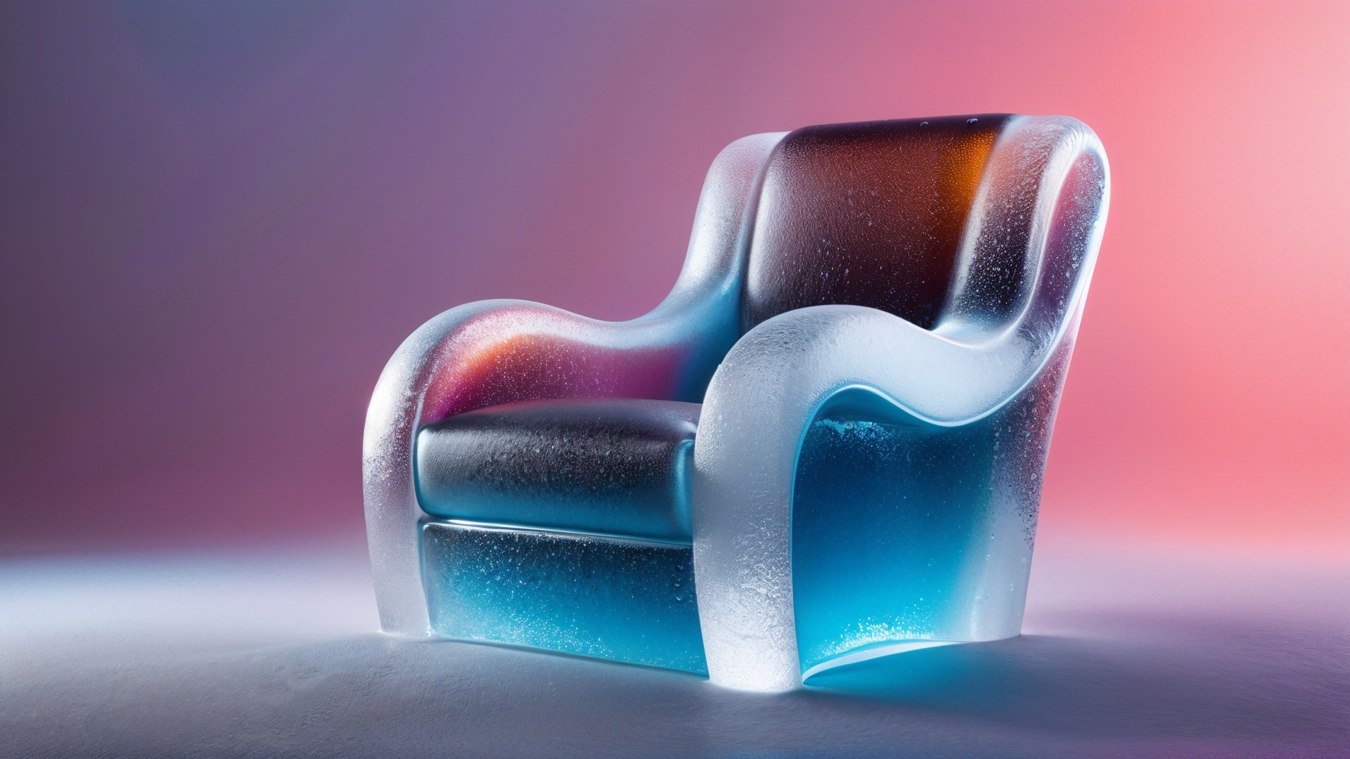 Translucent Modern Armchair with Glossy Blue Tones