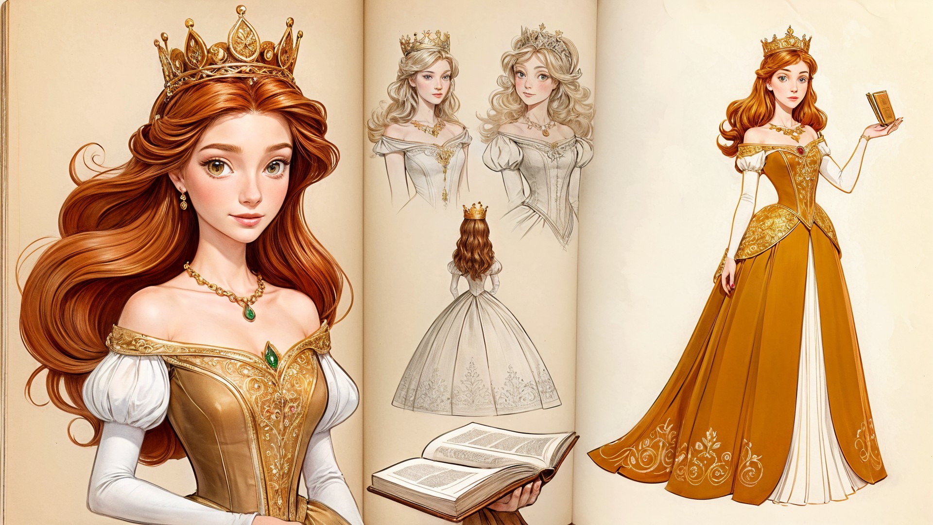 Elegant Princess Character Concept with Detailed Attire