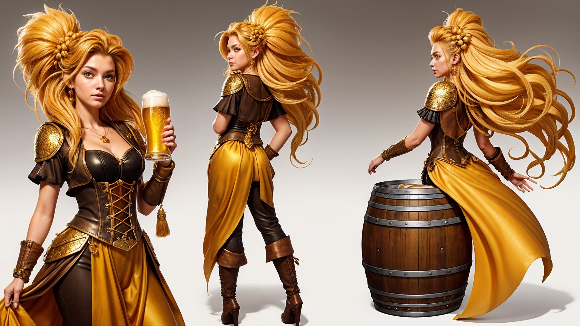 Fantasy Character in Ornate Dress with Beer Mug