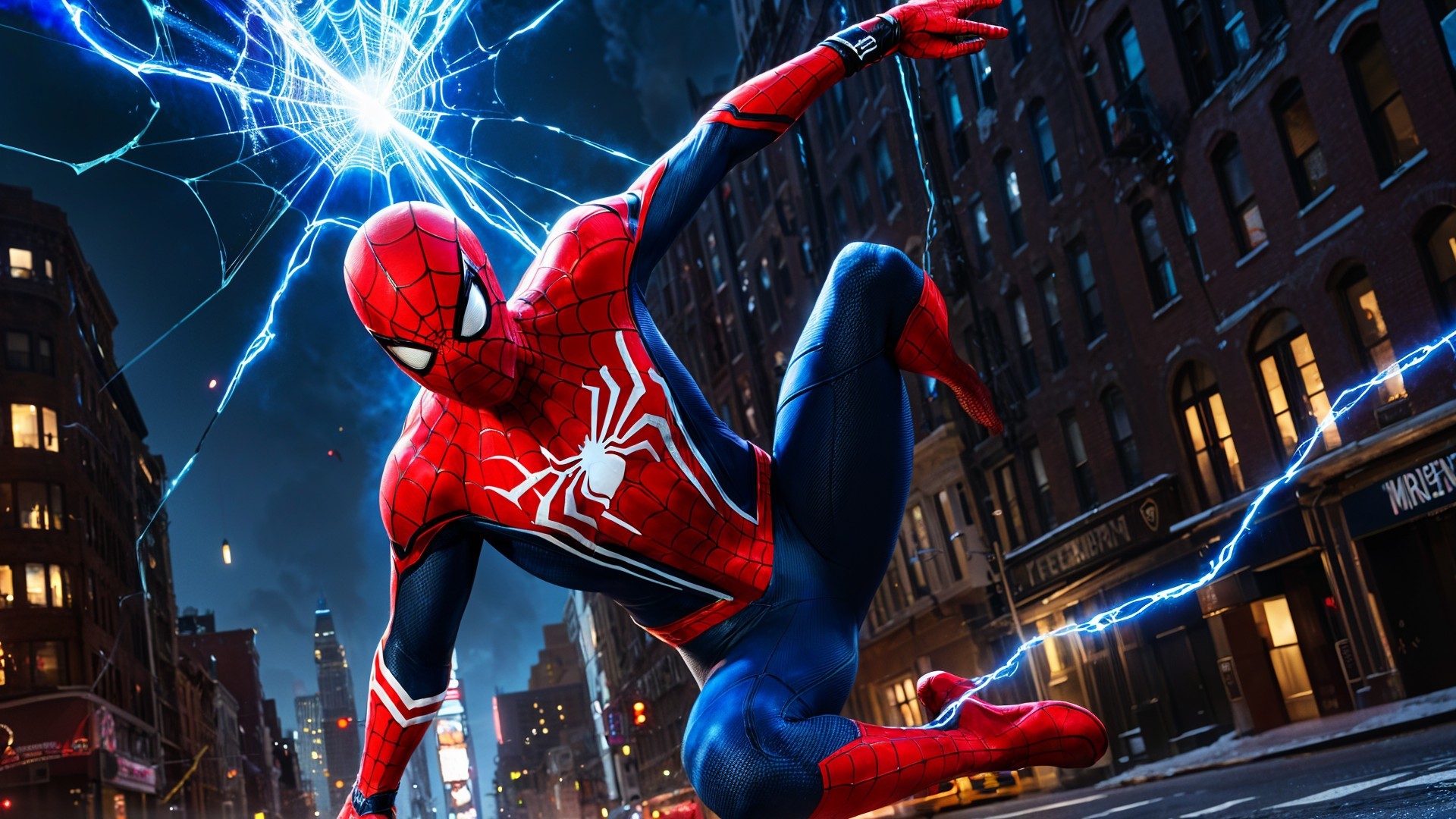 Dynamic Superhero Action Scene in Urban Setting