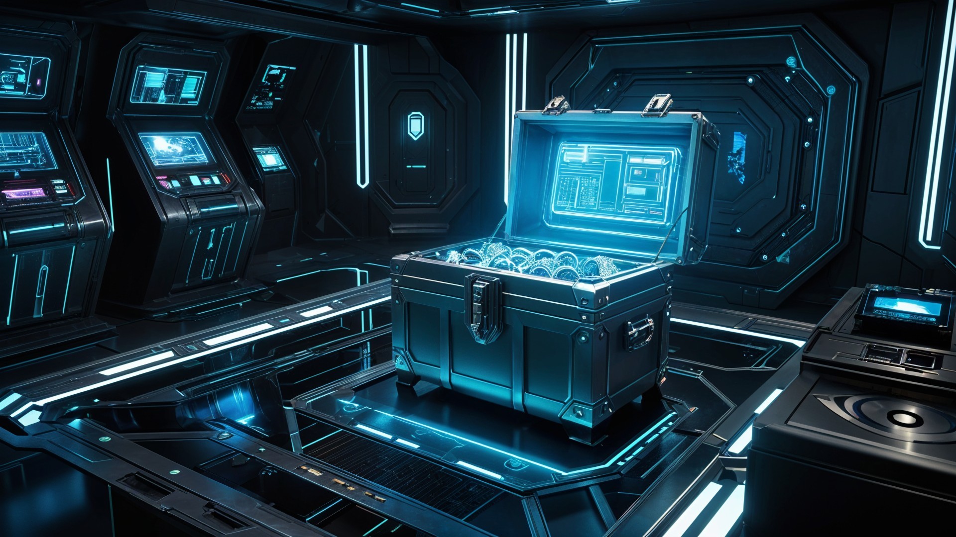 Futuristic Control Room with High-Tech Elements