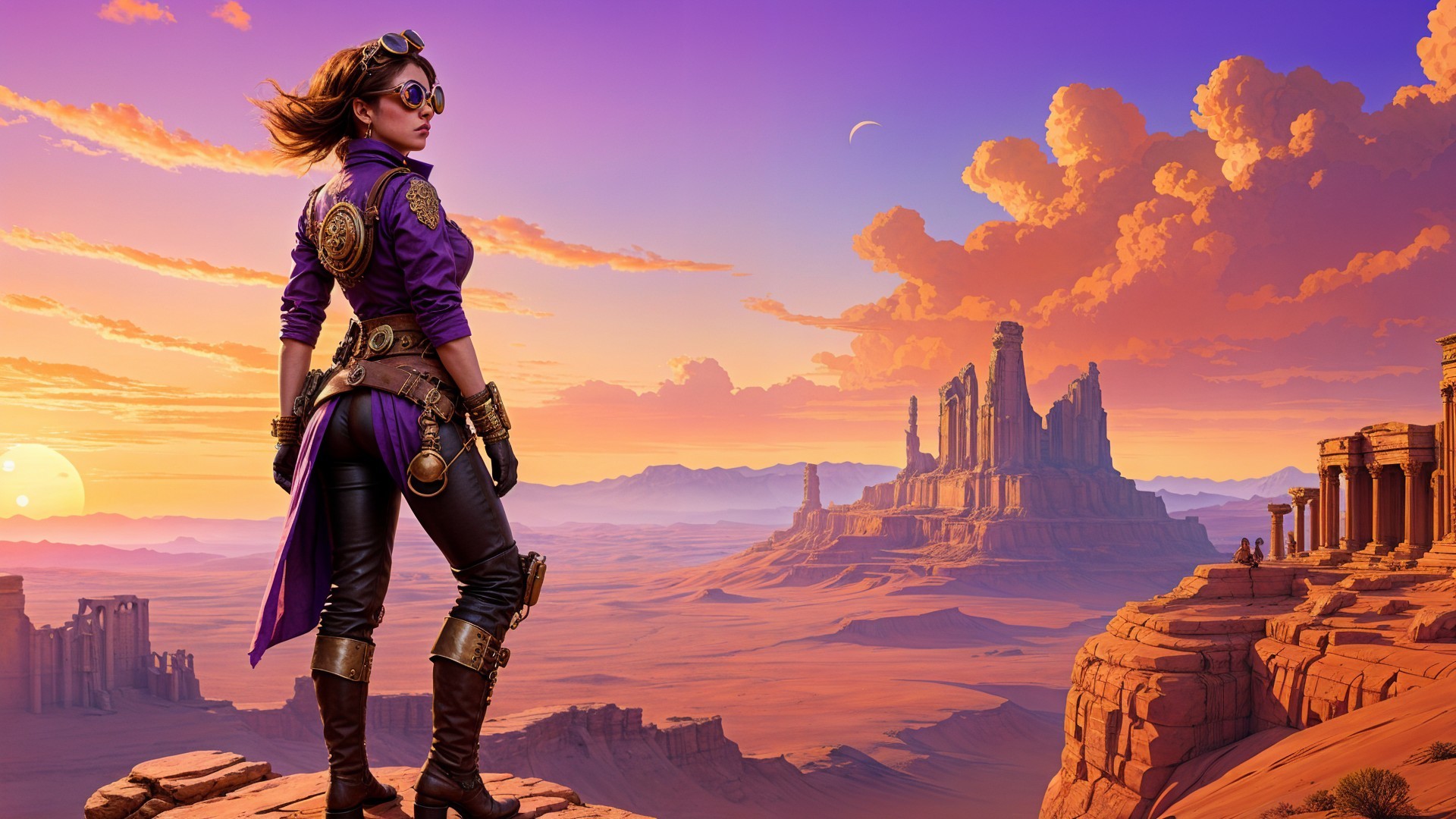 Young Woman in Desert Landscape with Rock Formations