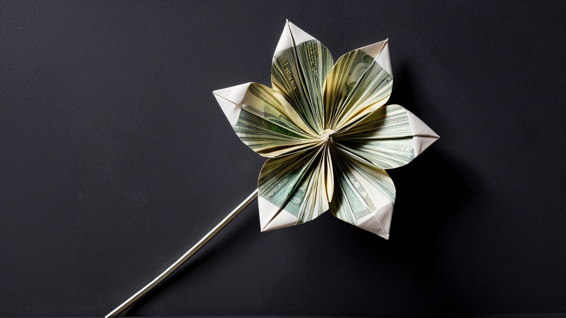 Folded Currency Flower with Elegant Stem Design