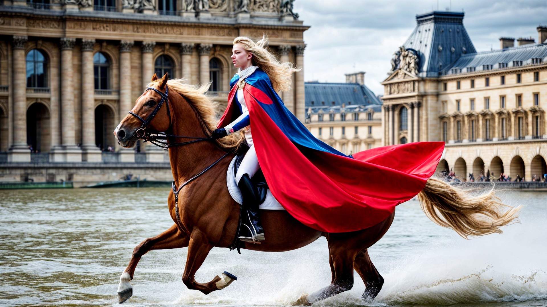 Heroic Figure on Horse in Majestic Landscape Scene
