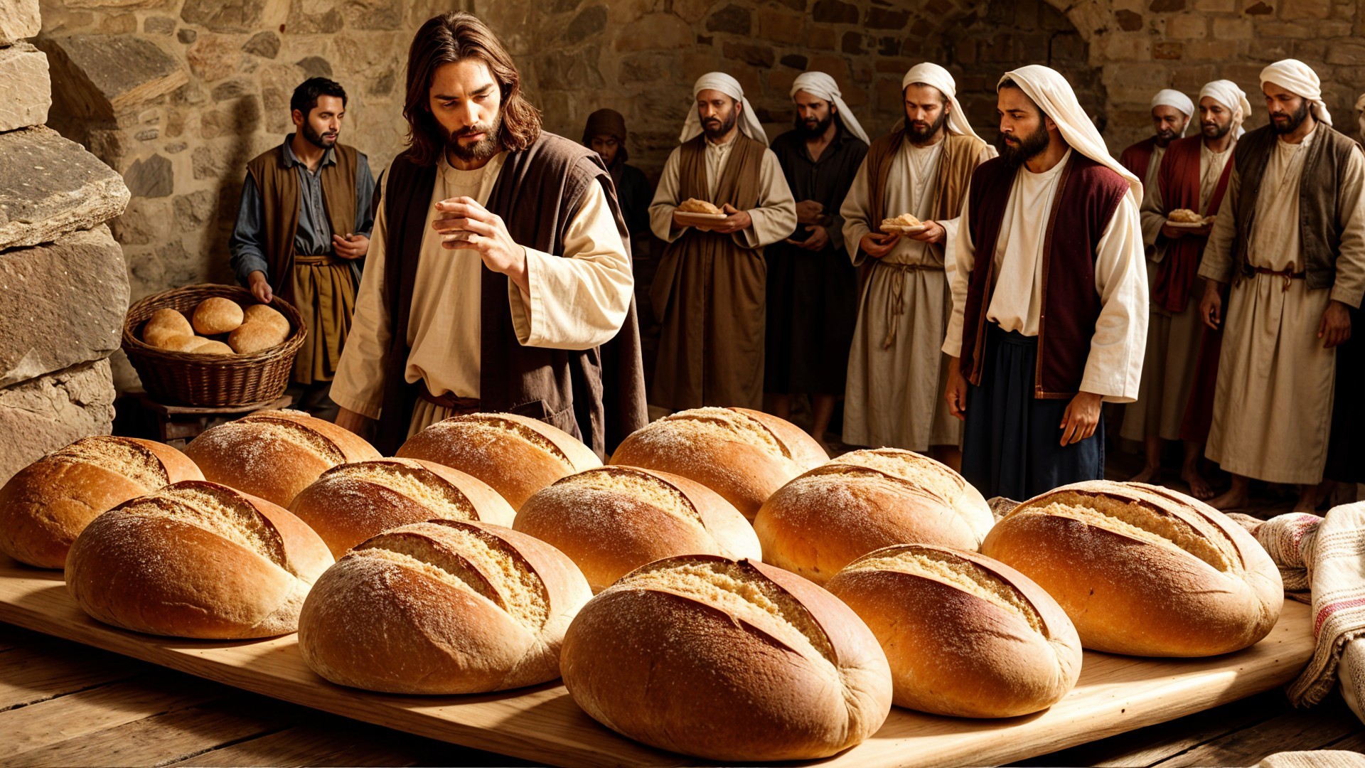 Traditional Gathering Around Freshly Baked Bread